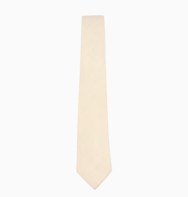 Cravate Beige Ivoire Homme en Coton