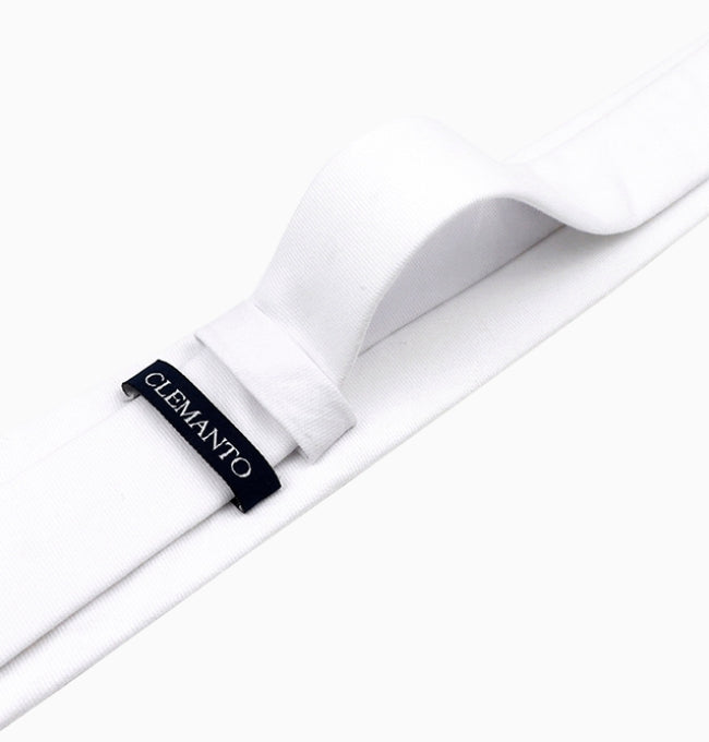 Cravate Blanc Homme en Coton Côtelé