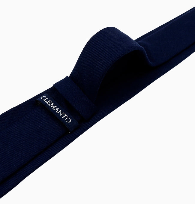 Cravate Bleu Nuit Homme en Coton Côtelé