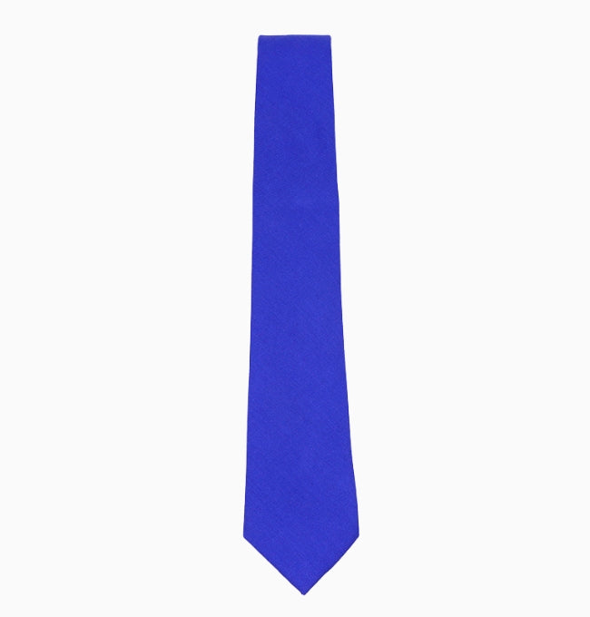 Cravate Bleu Profond Homme en Coton Côtelé