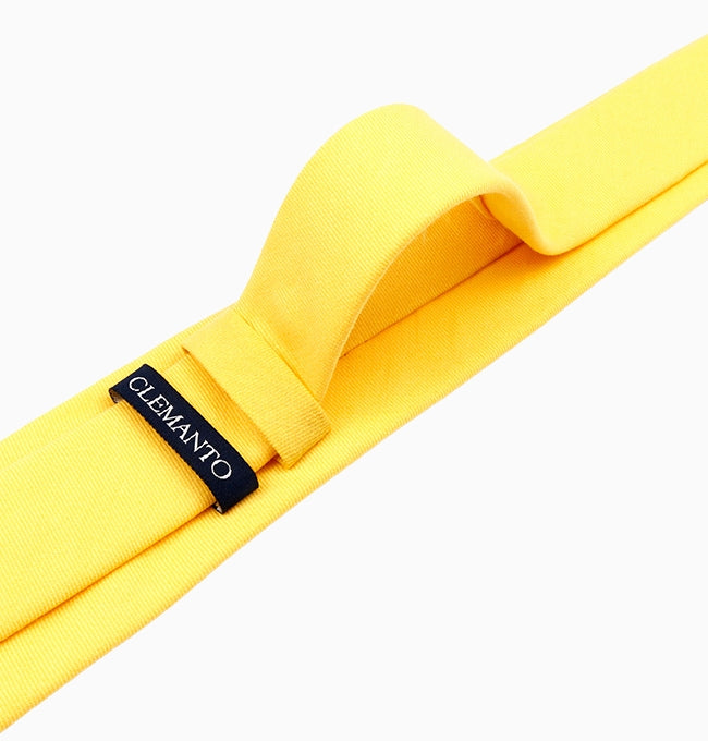 Cravate Jaune Mimosa Homme en Coton Côtelé