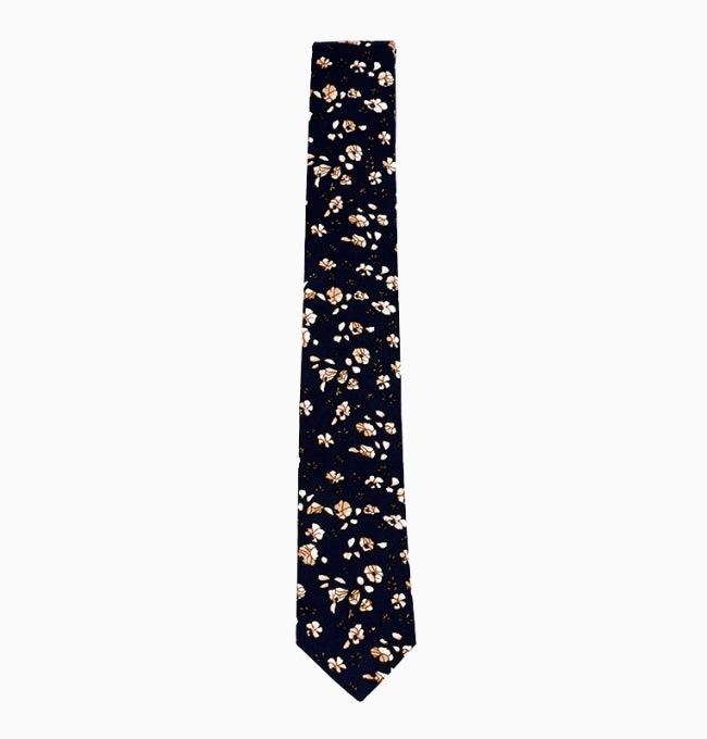 Cravate Liberty Bleu Marine Lobélia Homme en Coton