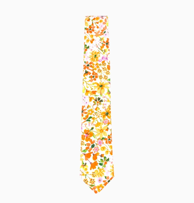Cravate Liberty Jaune et Orange Capucine Homme en Coton