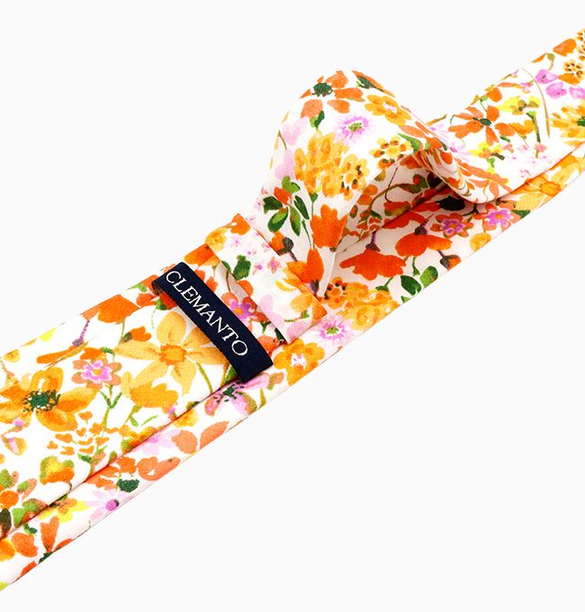 Cravate Liberty Jaune et Orange Capucine Homme en Coton
