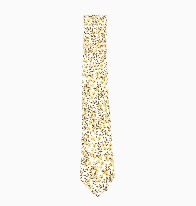 Cravate Liberty Jaune et Vert Jonquille Homme en Coton