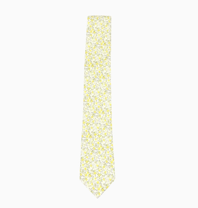 Cravate Liberty Jaune Vert Mimosa Homme en Coton