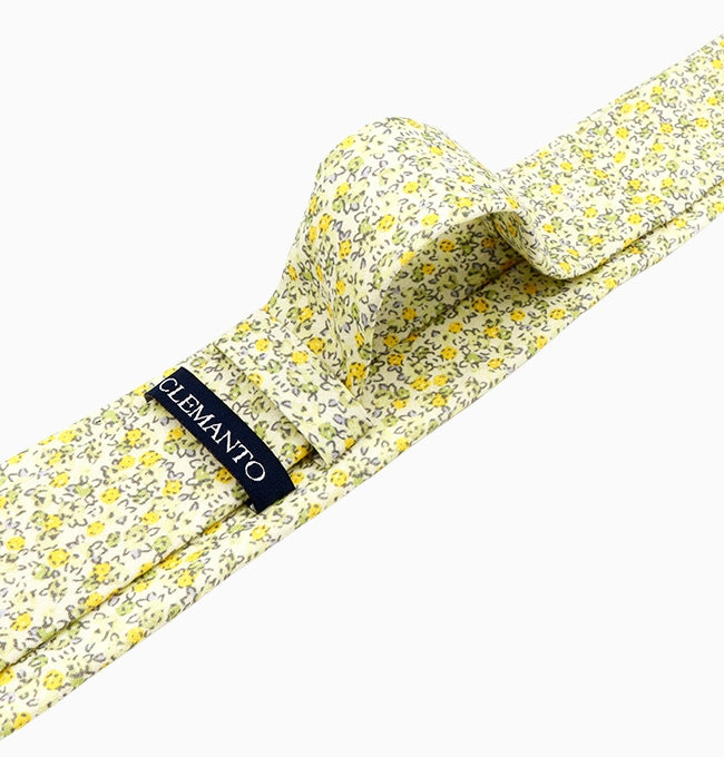 Cravate Liberty Jaune Vert Mimosa Homme en Coton
