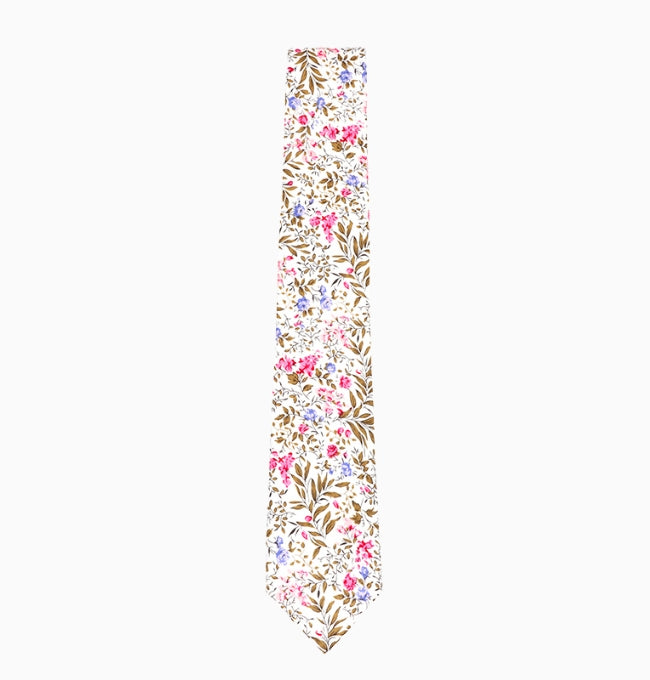 Cravate Liberty Rose et Vert Lotus Homme en Coton