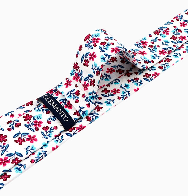 Cravate Liberty Rouge et Bleu Passiflore Homme en Coton