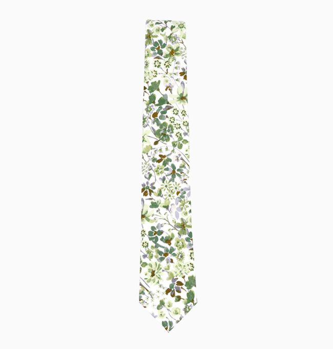 Cravate Liberty Vert Anémone Homme en Coton