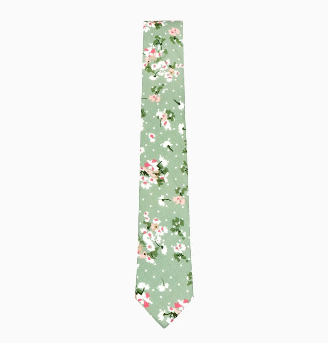 Cravate Liberty Vert Renoncule Homme en Coton