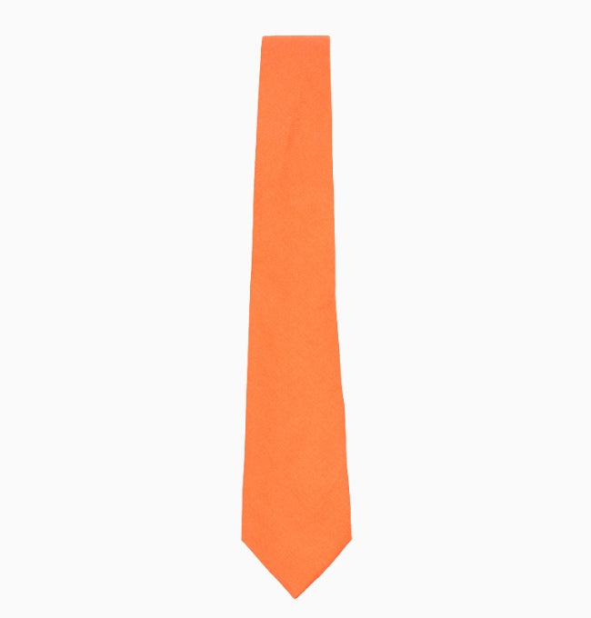 Cravate Orange Homme en Coton Côtelé