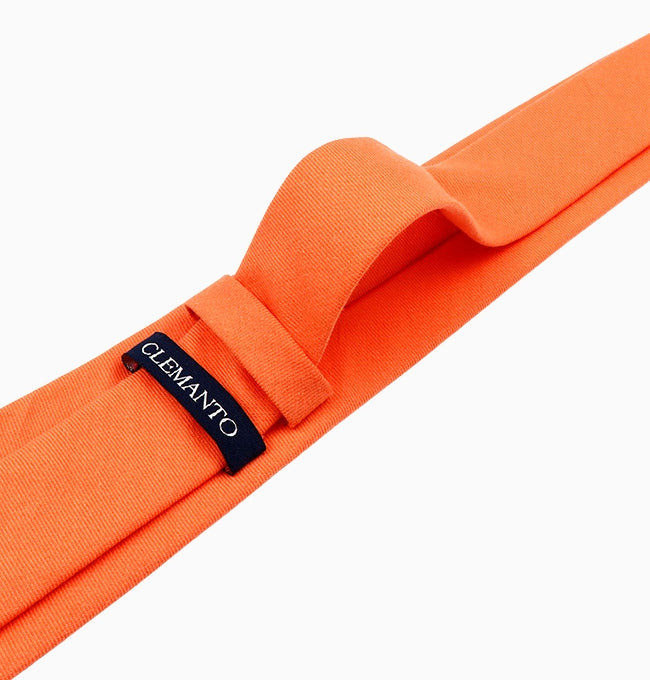Cravate Orange Homme en Coton Côtelé