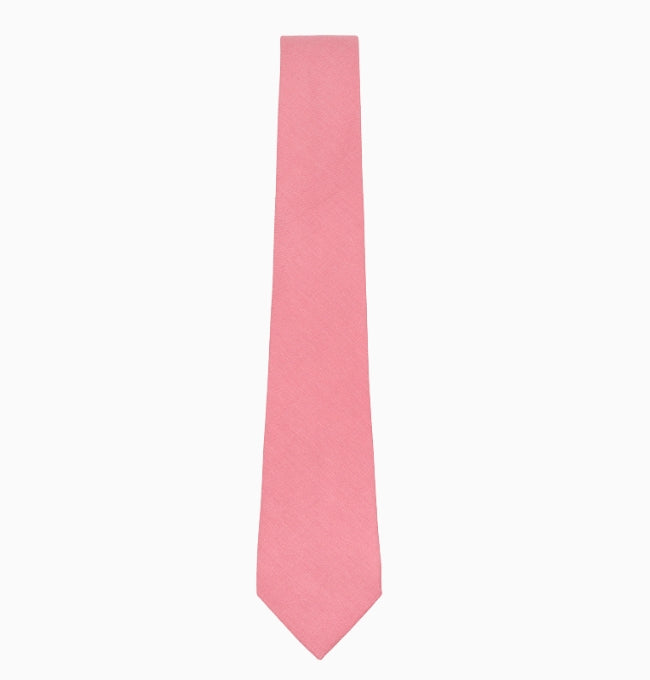 Cravate Rose Pêche Homme en Coton Côtelé