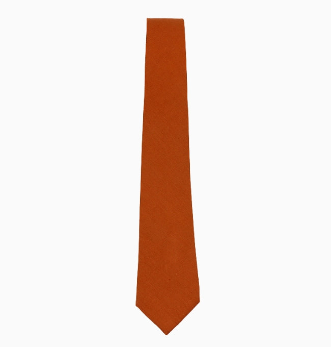Cravate Terracotta Sienne Homme en Coton Côtelé