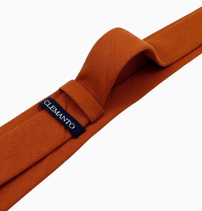 Cravate Terracotta Sienne Homme en Coton Côtelé