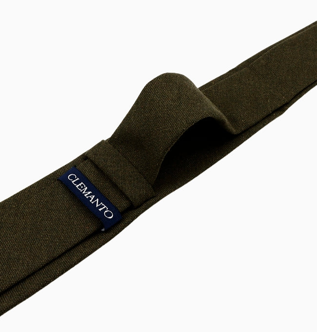 Cravate Vert Olive Homme en Lin
