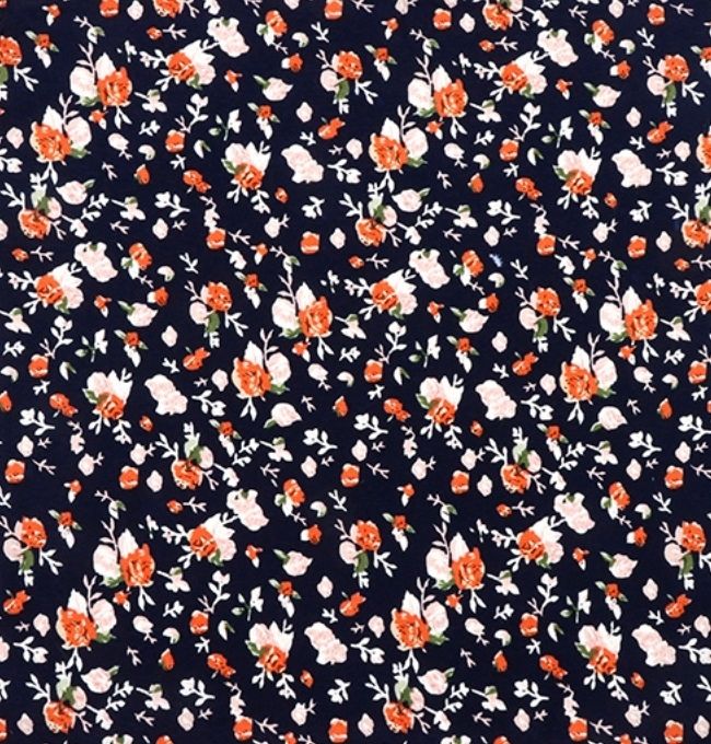 Motif Liberty Bleu Marine Delphinium en Coton