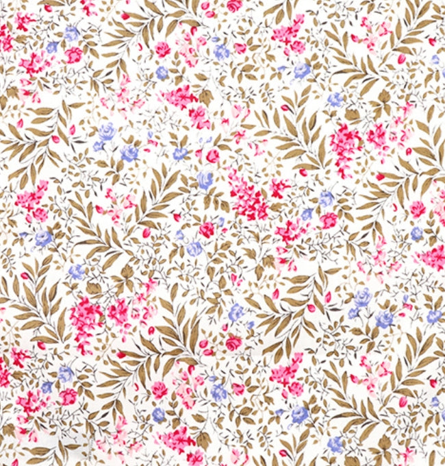 Motif Liberty Rose et Vert Lotus en Coton