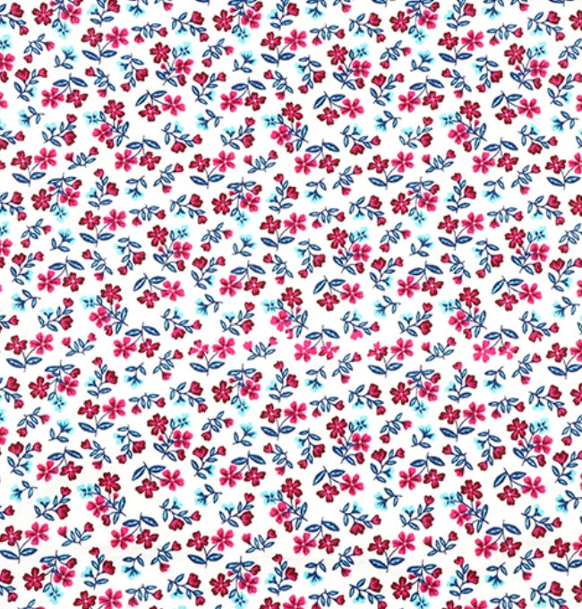 Motif Liberty Rouge et Bleu Passiflore en Coton