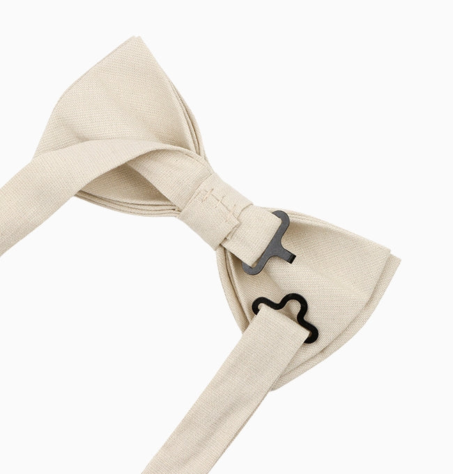 Noeud Papillon Beige Ivoire Homme en Coton