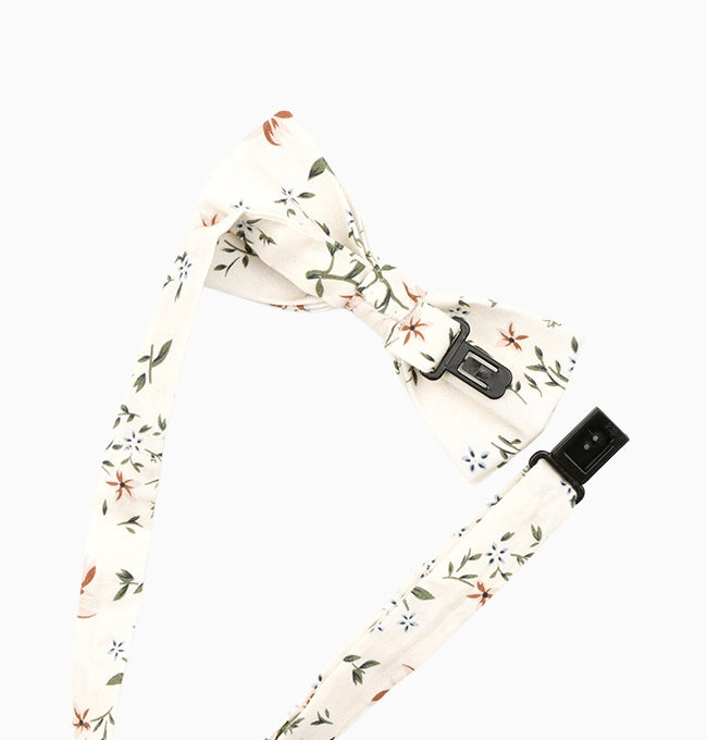 Noeud Papillon Liberty Blanc Camélia Enfant en Coton