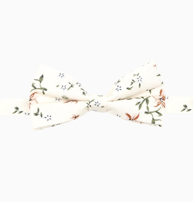 Noeud Papillon Liberty Blanc Camélia Homme en Coton