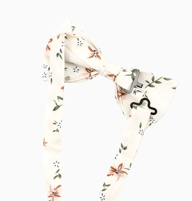Noeud Papillon Liberty Blanc Camélia Homme en Coton