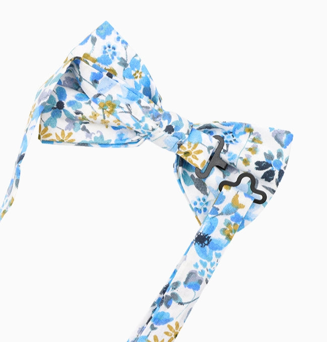 Noeud Papillon Liberty Bleu Gentiane Homme en Coton