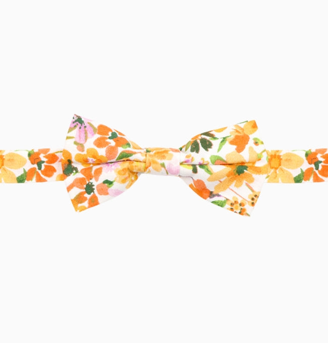 Noeud Papillon Liberty Jaune et Orange Capucine Enfant en Coton