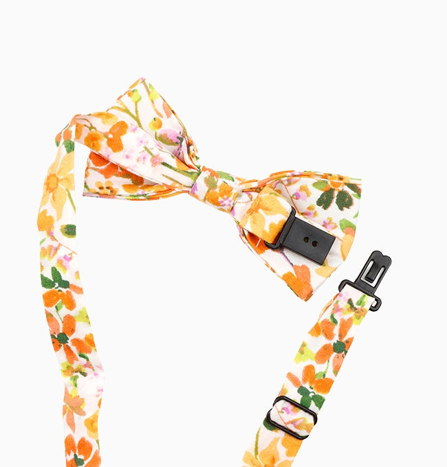 Noeud Papillon Liberty Jaune et Orange Capucine Enfant en Coton