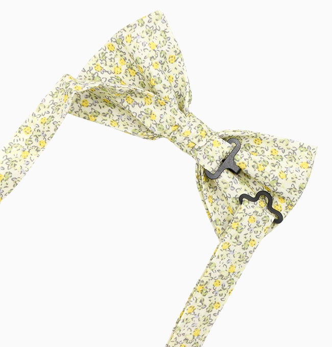 Noeud Papillon Liberty Jaune Vert Mimosa Homme en Coton