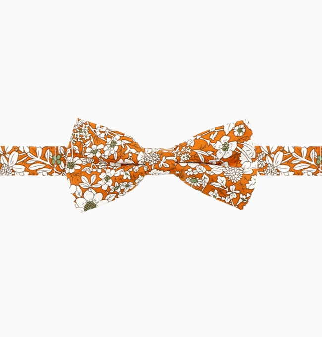 Noeud Papillon Liberty Orange Hélianthème Enfant en Coton