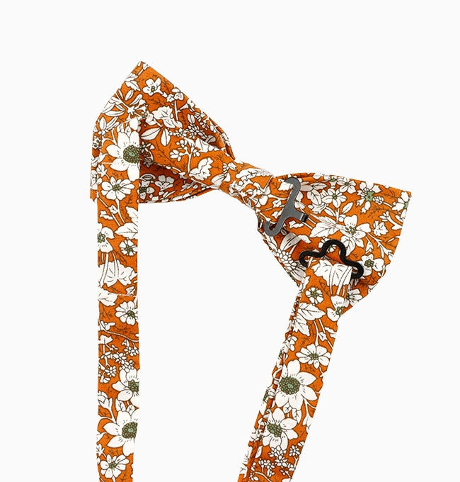 Noeud Papillon Liberty Orange Hélianthème Homme en Coton