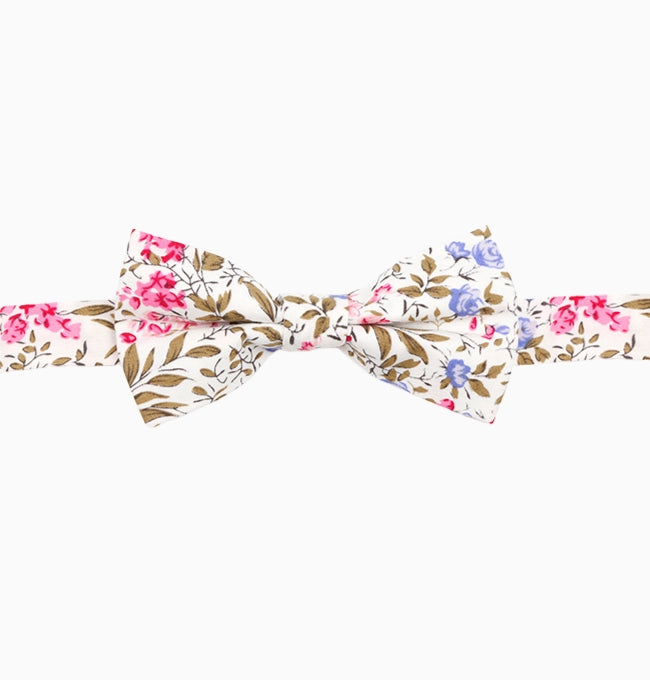 Noeud Papillon Liberty Rose et Vert Lotus Enfant en Coton