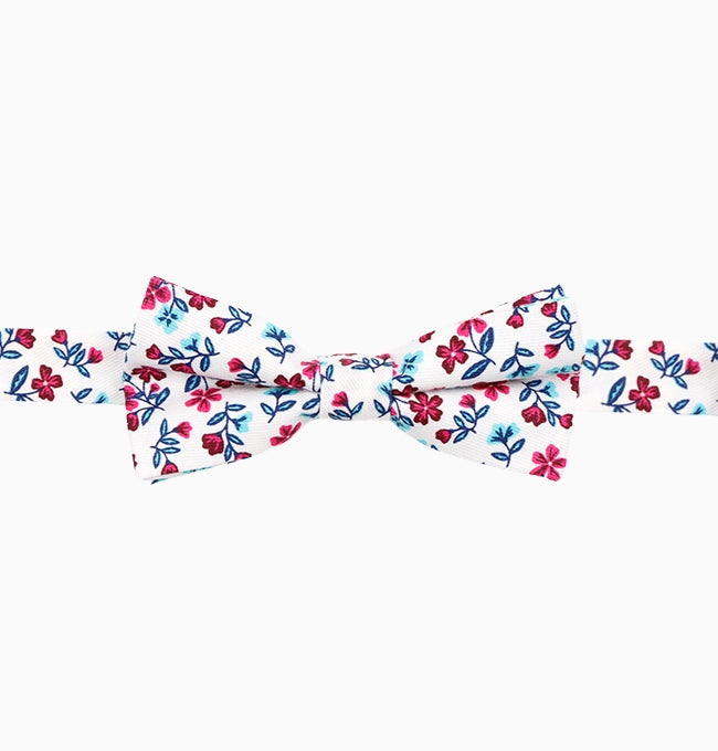 Noeud Papillon Liberty Rouge et Bleu Passiflore Enfant en Coton