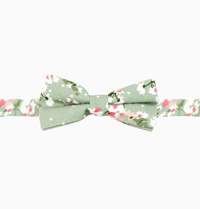 Noeud Papillon Liberty Vert Renoncule Enfant en Coton