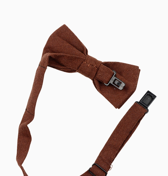 Noeud Papillon Marron Chocolat Enfant en Lin