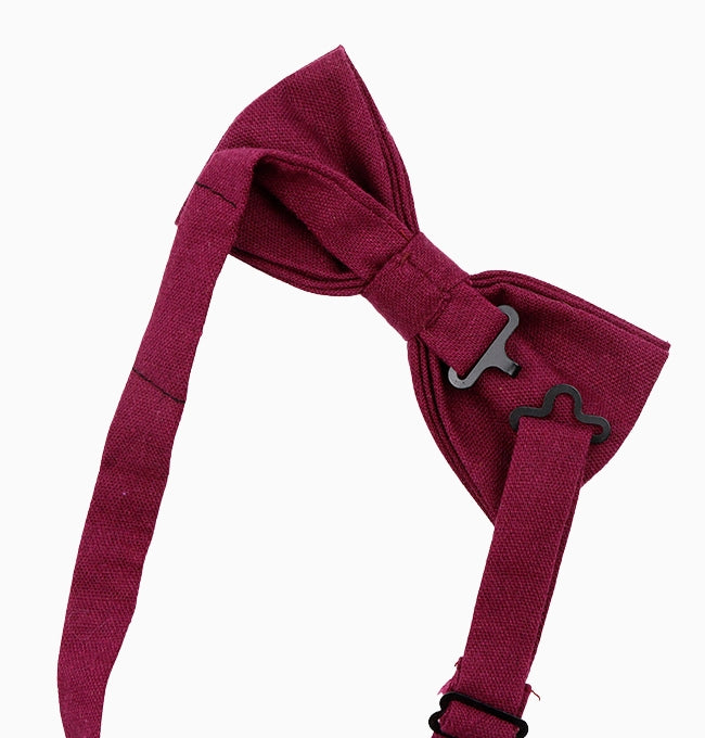 Noeud Papillon Rouge Bordeaux Homme en Lin