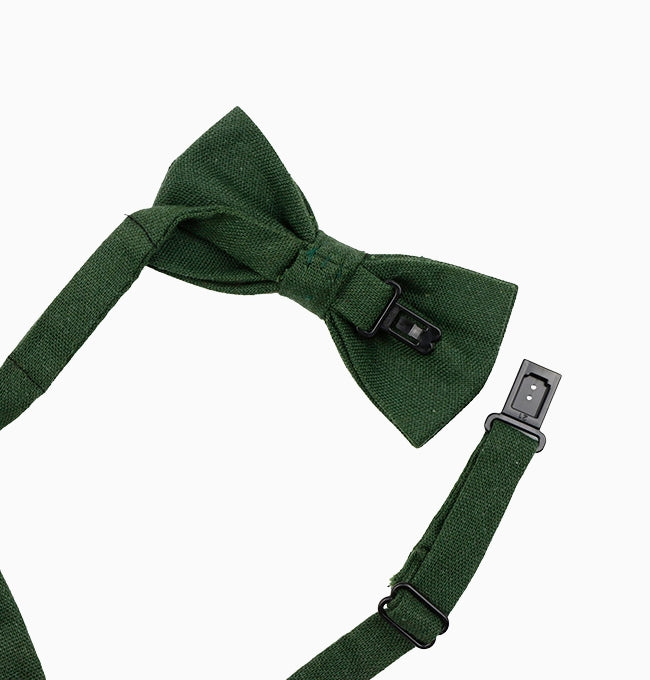 Noeud Papillon Vert Forêt Enfant en Lin