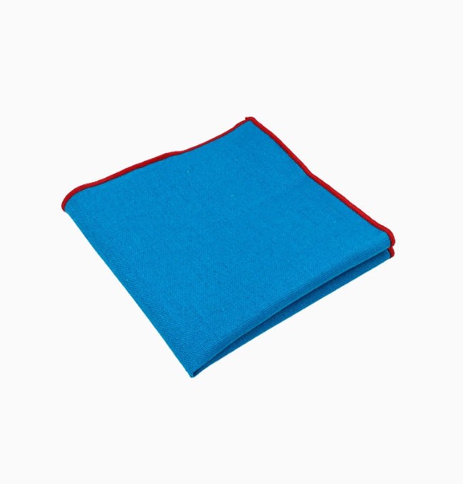 Pochette de Costume Bleu Azur en Lin