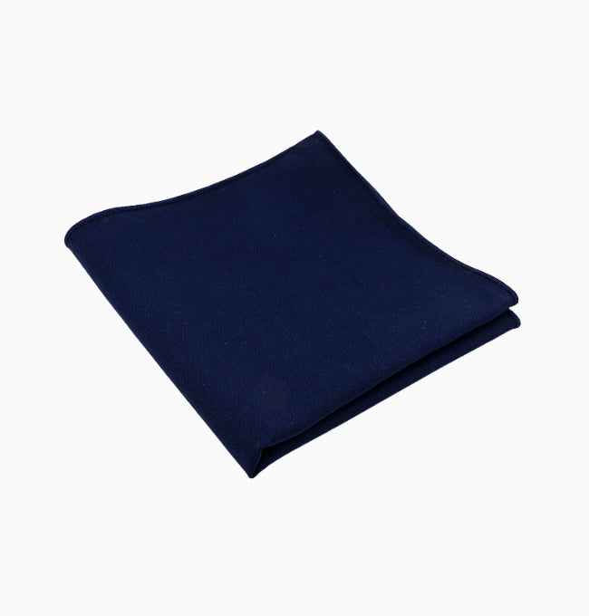 Pochette de Costume Bleu Nuit en Coton Côtelé