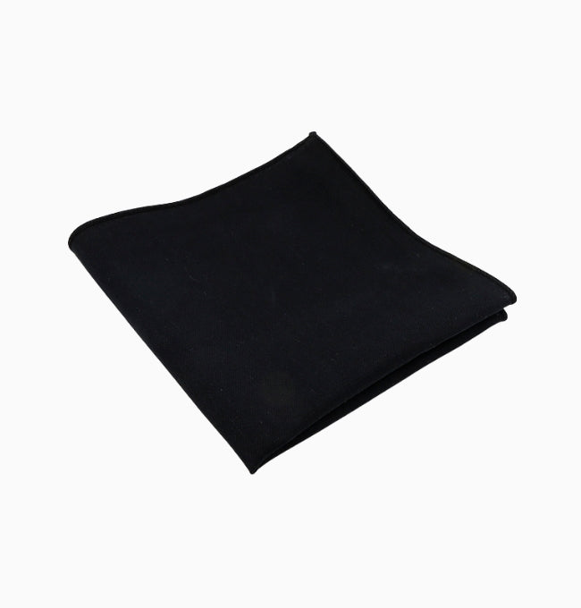 Pochette de Costume Noir en Coton Côtelé
