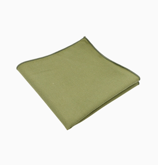 Pochette de Costume Vert Kaki en Coton Côtelé
