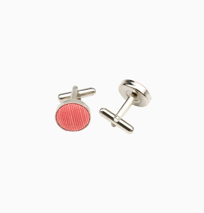 Boutons de Manchette Rose Corail en Coton