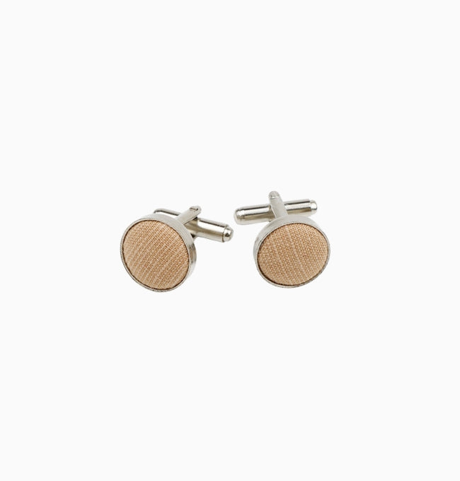 Boutons de Manchette Beige Caramel en Coton