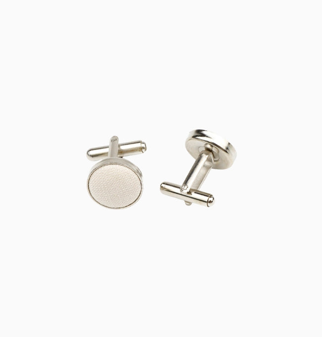 Boutons de Manchette Beige en Coton
