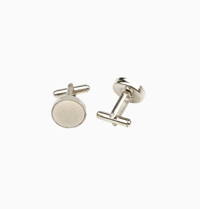 Boutons de Manchette Beige Ivoire en Coton
