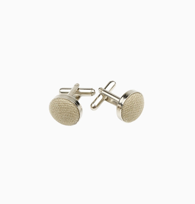 Boutons de Manchette Beige en Lin