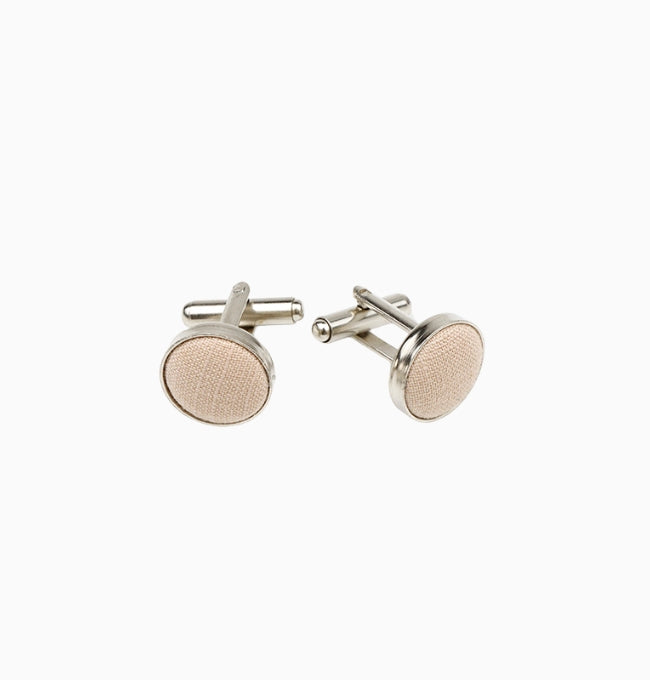 Boutons de Manchette Beige Sable en Coton